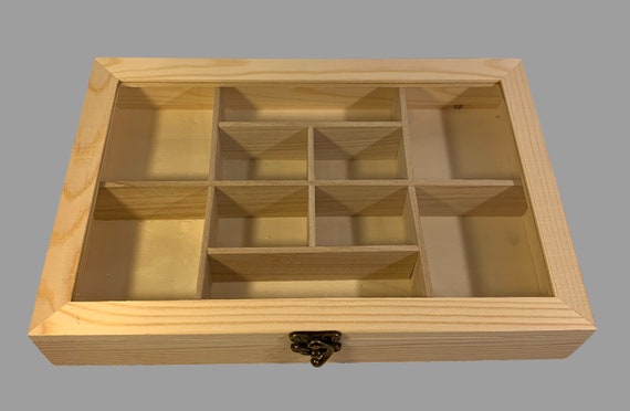 10 COMPARTMENT ORGANIZER BOX, Unfinished Jewelry Organizer, Crystal Storage  Box, Craft Storage, Bead Tray, Bead Storage Box, Bead Box, Wood 