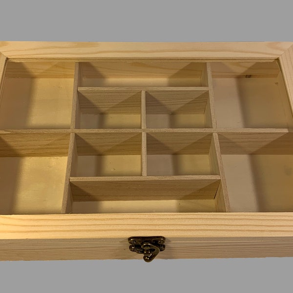 10 COMPARTMENT ORGANIZER BOX, Unfinished Jewelry Organizer, Crystal Storage Box, Craft Storage, Bead tray, Bead Storage Box, Bead Box, Wood