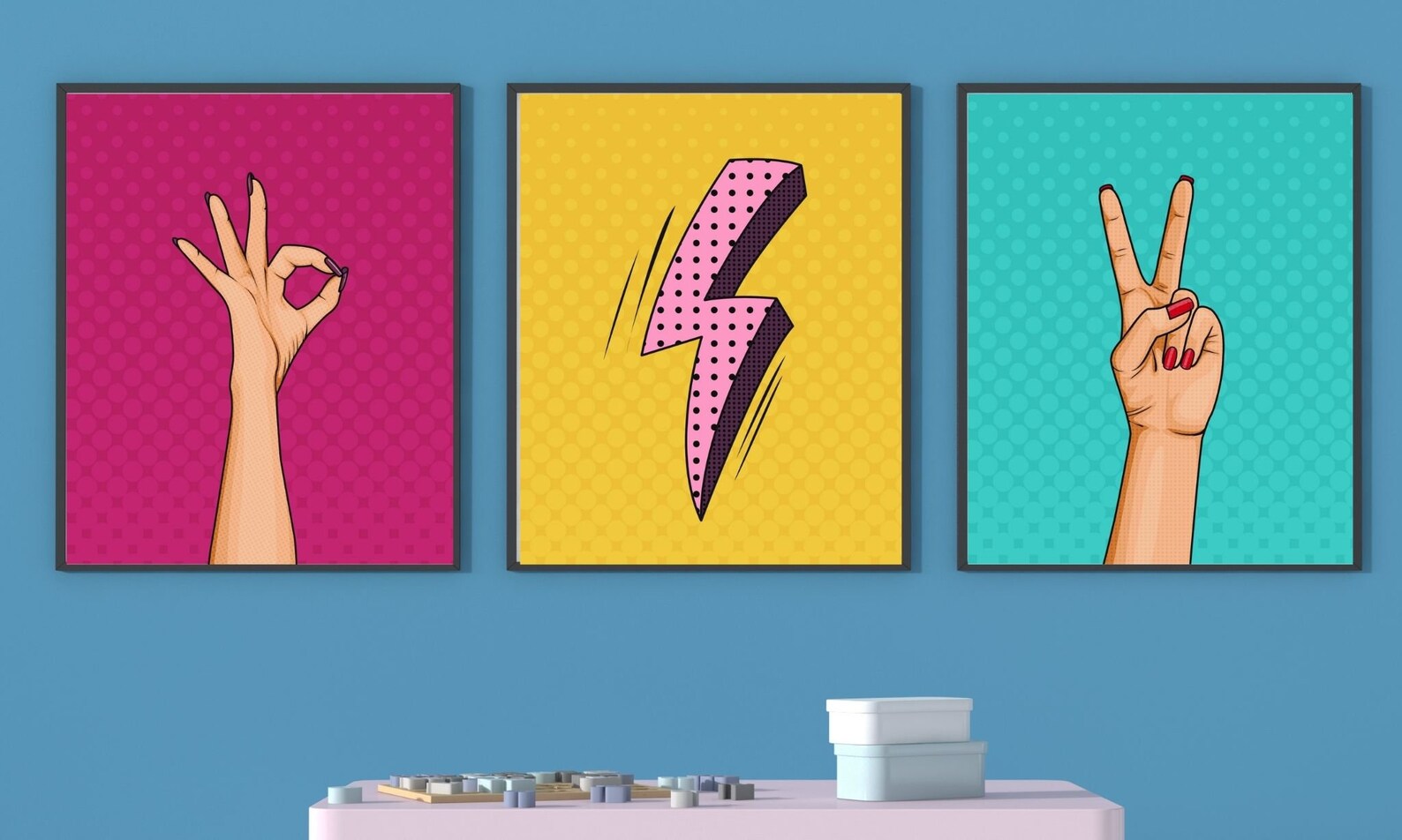 Pop Art Wall Decor Printable Set Comic Pop Art Style Wall Etsy