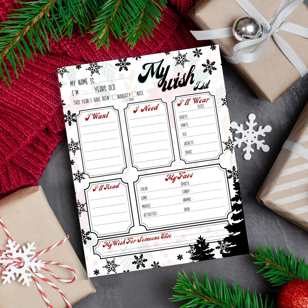 Printable Christmas Gift Wish List Template, My Christmas Wish List Printable Christmas Gift Wish List Template, My Christmas Wish List