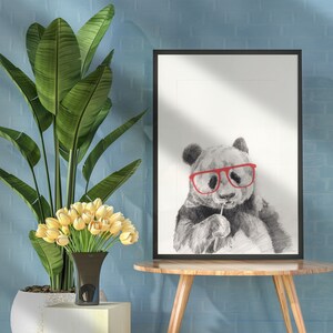 Bleistift Zeichnung Panda Poster, Panda Kinderzimmer Wandkunst, Panda Poster, Panda Digital Art Print, Animal Wall Art, Animal Digital Download