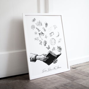 Every Book is a New Adventure Print, Abstract Prints Art, Book Lover Printable Wall Art, Black & White Instant Download, Printable Wall Art