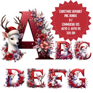 Alfabeto navideño Png, Letras navideñas Clipart, Letras de reno, Clipart de vacaciones, Diseño de sublimación imprimible, Kit para hacer tarjetas festivas