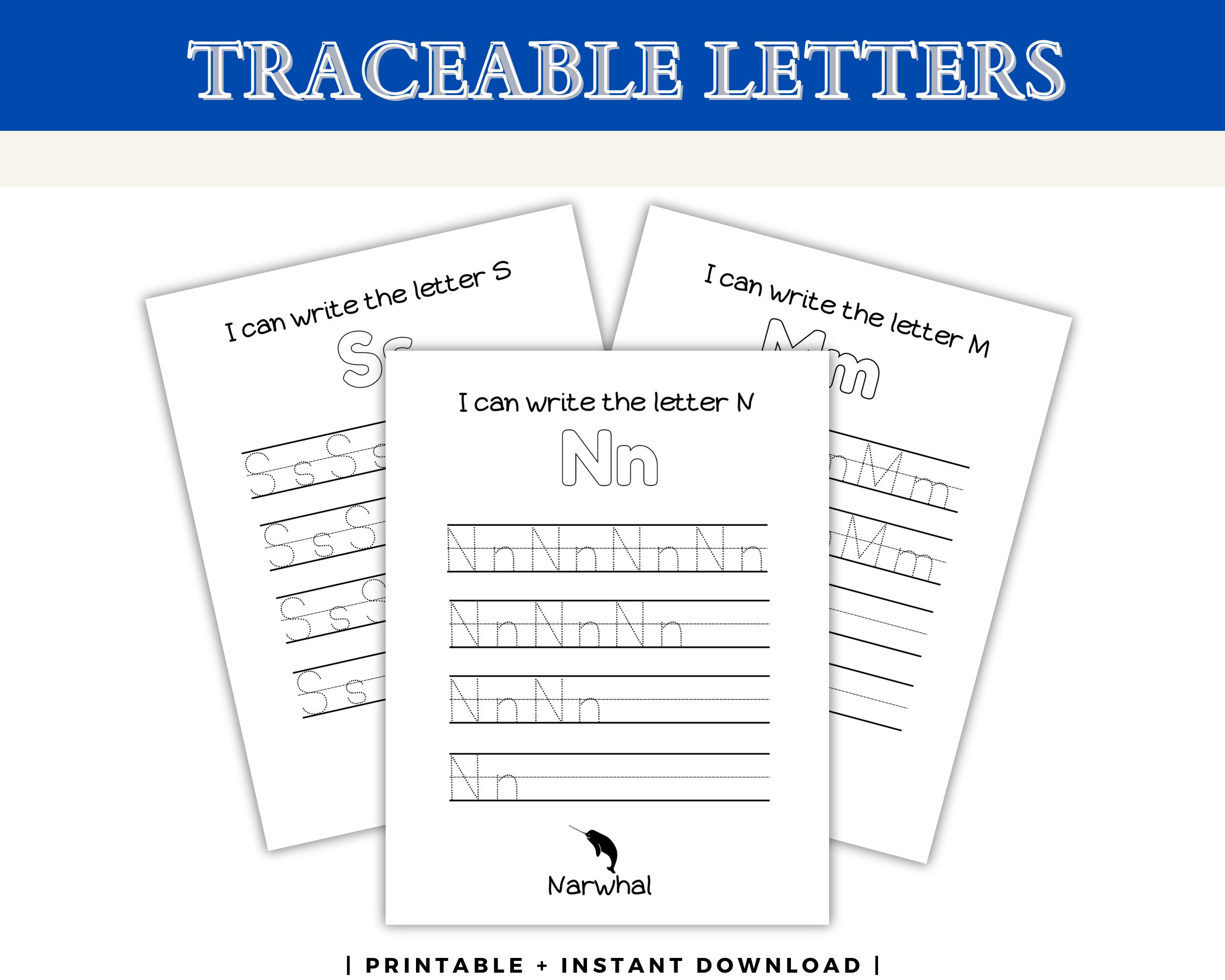 Children's Printable Letter Tracing Pages-check Them Out Now!! INSTANT ...