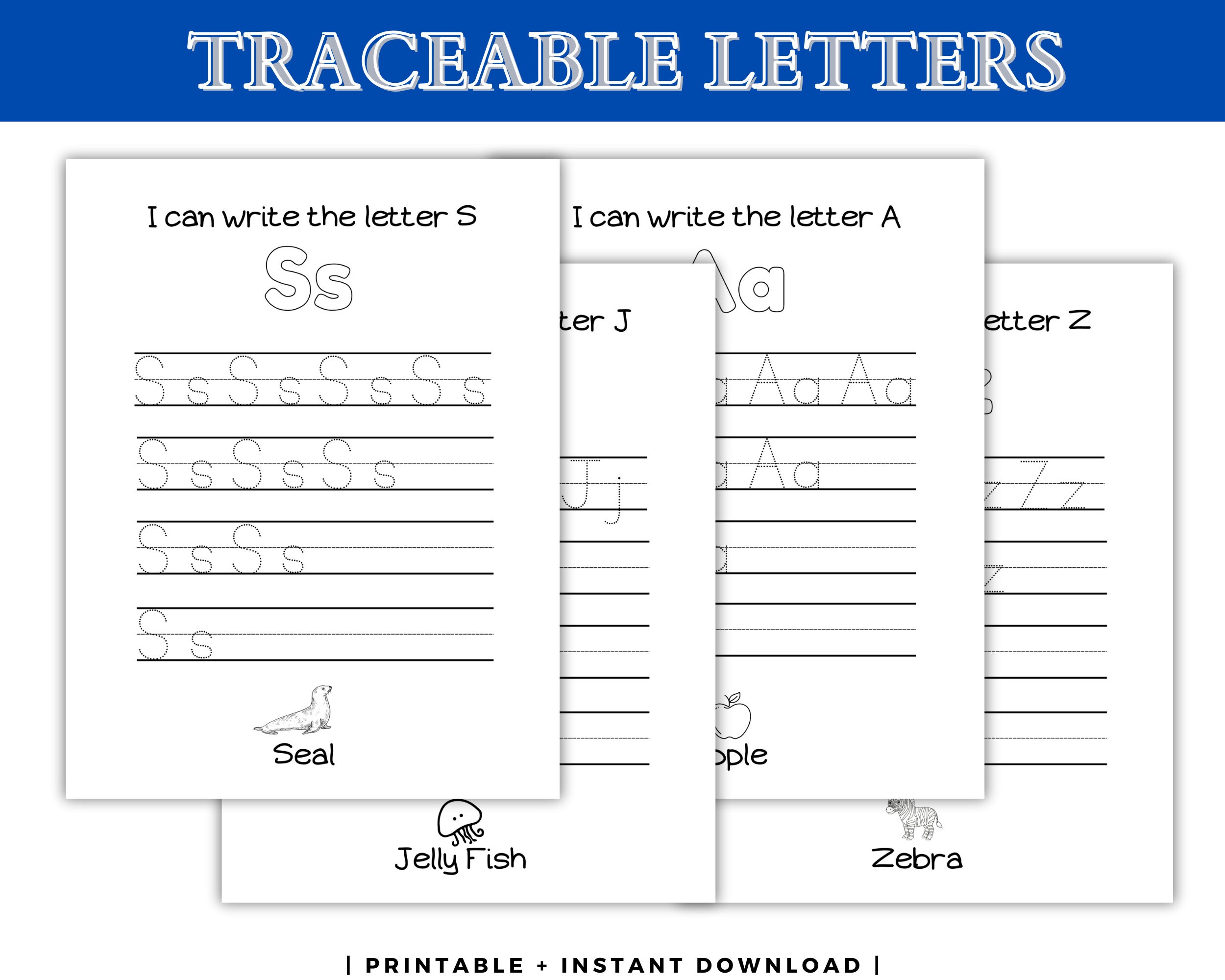 Children's Printable Letter Tracing Pages-check Them Out Now!! INSTANT ...