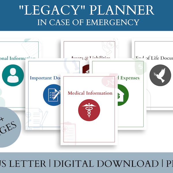 Legacy Planner, In Case of an Emergency, Emergency Binder Printable, US letter size