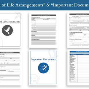 Pu&ograve; includere: Un set di documenti di fine vita stampabili. I documenti includono sezioni per informazioni sul necrologio, disposizioni funebri, direttive di fine vita e accesso ai documenti. I documenti sono progettati per aiutare le persone a pianificare le loro cure di fine vita e garantire che i loro desideri siano rispettati.