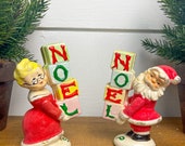 Vintage Napco Santa Mrs Claus NOEL Salt and Pepper Shakers