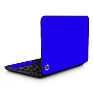 May include: A black laptop computer with a blue lid and the HP logo on the lid.