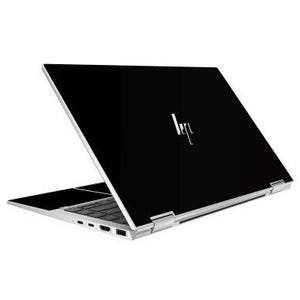 May include: Black HP laptop with a silver frame, partially open. The HP logo is visible on the lid. The keyboard and ports are visible. The laptop is set against a white background.
