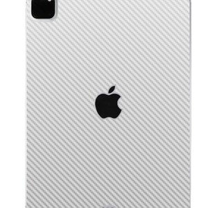 May include: White carbon fiber phone case with an Apple logo.