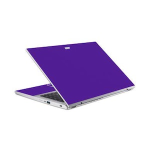May include: A laptop with a bright purple lid, partially open to reveal the keyboard. The device has a silver frame and is set against a white backdrop. The design is modern.