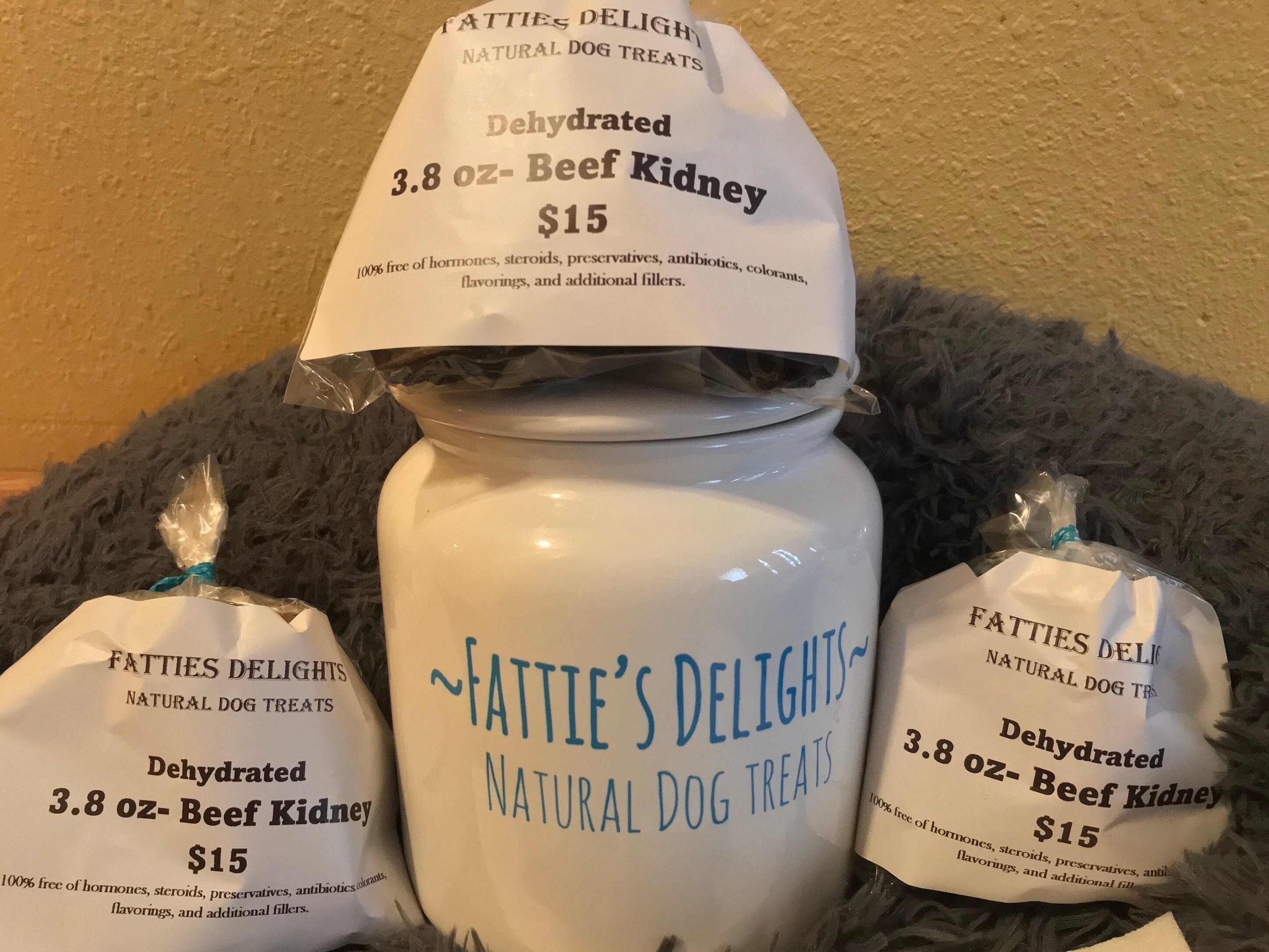 3.8 Oz Beef Kidney Treats, Beef Kidney Dog Treats, Natural Treats for