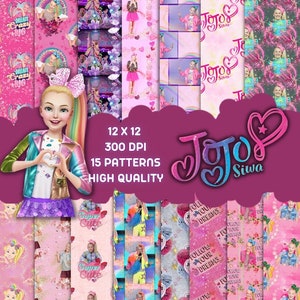 Papel digital Jojo Siwa 12x12, convite de aniversário de Jojo siwa, sublimação Jojo siwa, jojo siwa png, jojo siwa jpeg, cartaz de jojo siwa