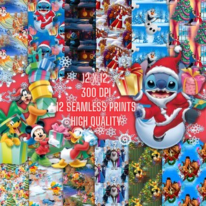 Christmas Seamless Digital Paper, Christmas wrapping paper, Christmas digital invitation, Christmas Cartoons paper, Christmas gift, gift for