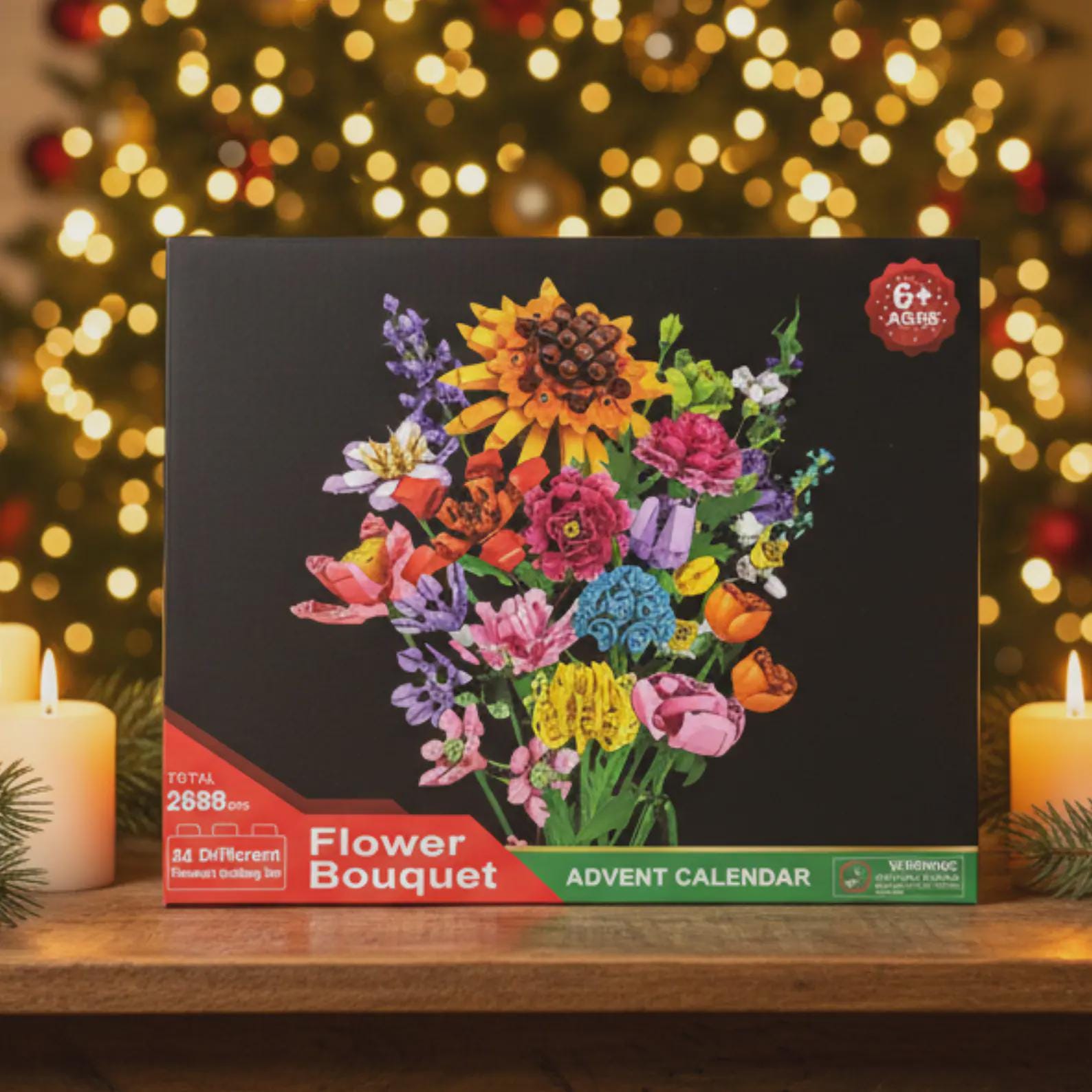 Discover Christmas Brick Flower Advent Calendar 2025, 24 Days DIY Building Set for Kids and Adults, Creative Holiday Countdown Gift and Home Decor