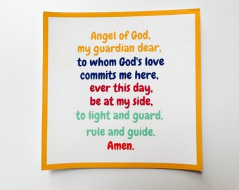 Guardian Angel Prayer Static Clings | Catholic Kid's Gift, Set of 10