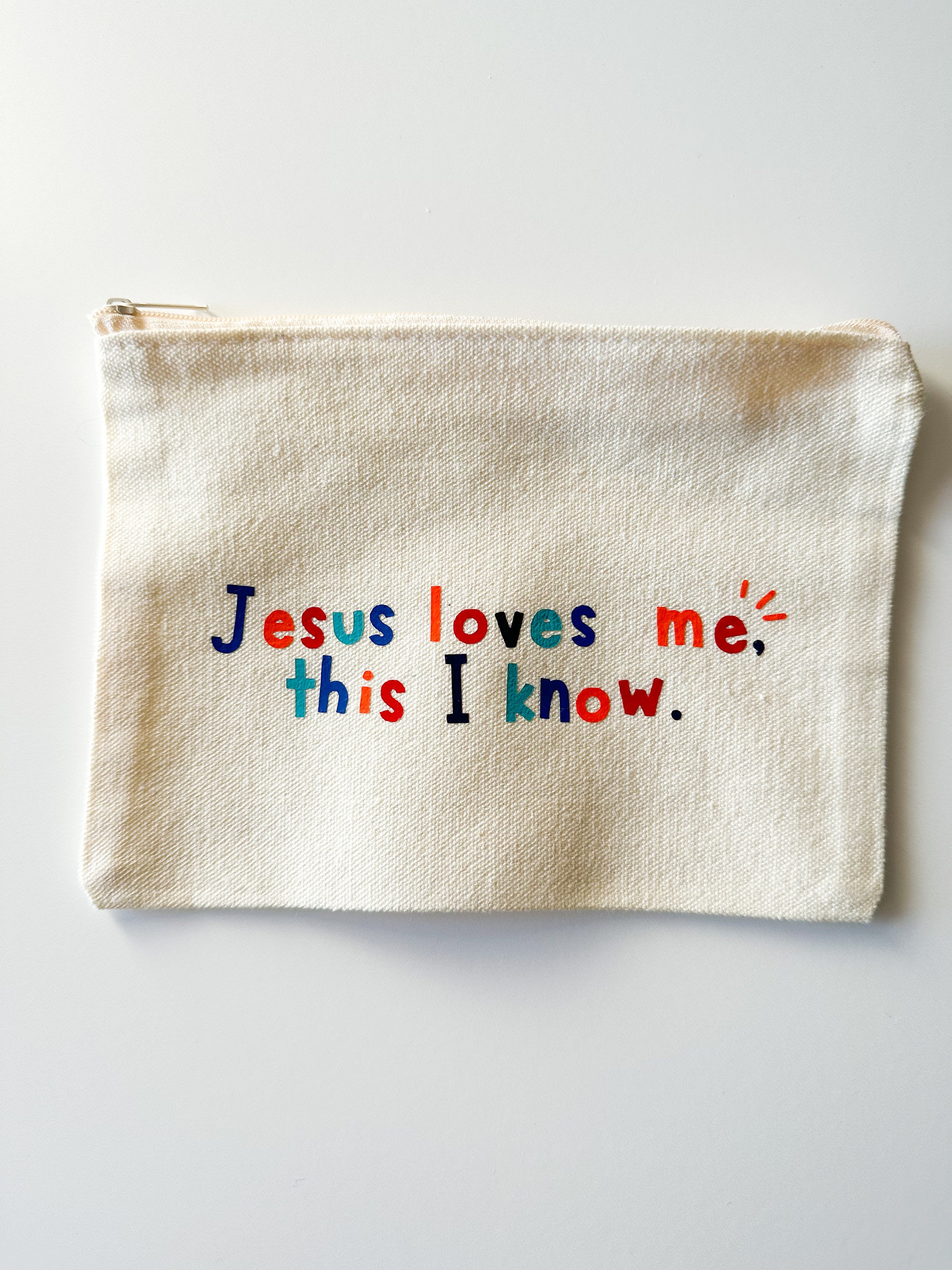 Jesus Loves Me Canvas Zipper Pouch - Etsy