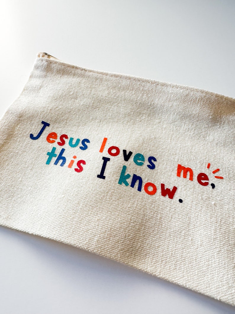 Jesus Loves Me Canvas Zipper Pouch - Etsy