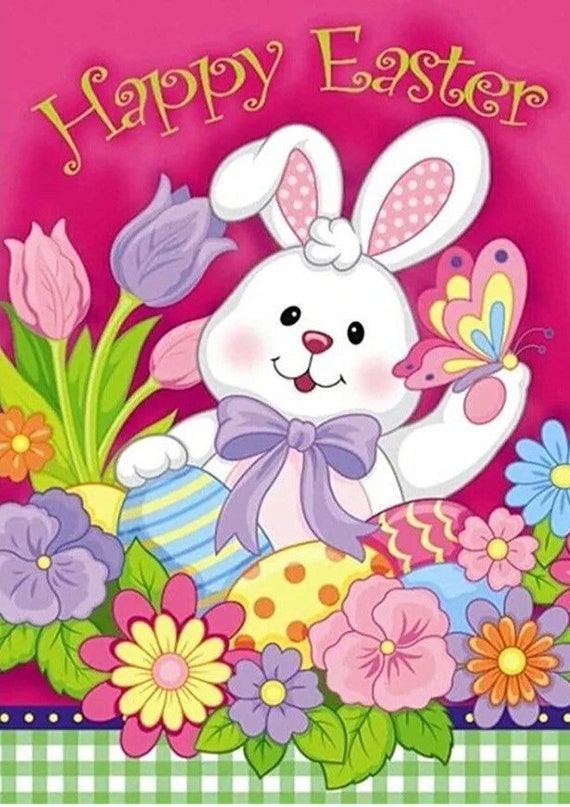 Happy Easter Bunny round 30x40cm Diamond Art Kit 