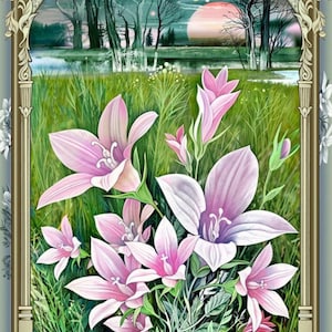 Pink Spring flowers (round) 30x40cm diamond art kit