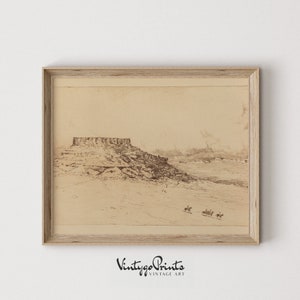 Vintage Western Landscape Sketch: Southwestern Art Print (Digital Download) 507