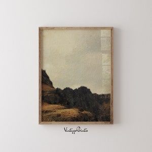 Moody Mountain Landscape: Vintage Rustic Oil Painting (Digital Download) 012