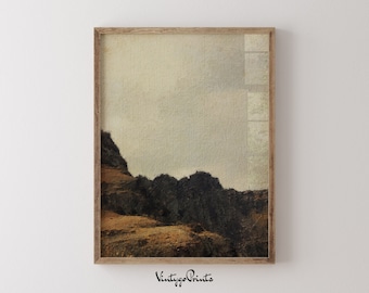 Moody Mountain Landscape: Vintage Rustic Oil Painting (Digital Download) 012