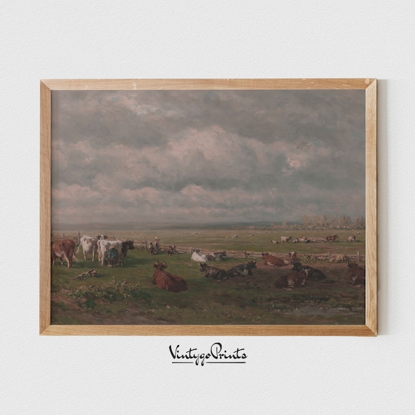 Cows and Oxen Wall Art | Nature Oil Painting | Vintage Animals | PRINTABLE Digital Download | 245