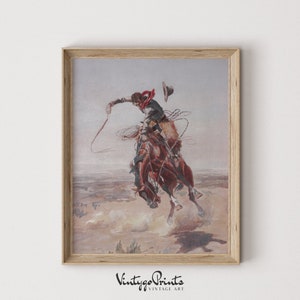 Peinture à l&#39;huile de cow-boy vintage : impression d&#39;art western rustique (téléchargement numérique) 338