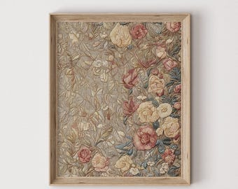 Floral Embroidery Digital Print: Vintage Tapestry Wall Art (Digital Download) 639
