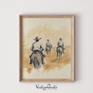 Western Cowboy Gang Sketch Art Print: Old West Nursery Decor (Digital Download) 581
