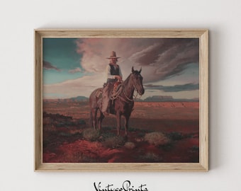 Vintage Cowboy Portrait Print: Rustic Western Oil Painting (Digital Download) 298