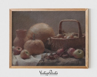 ヴィンテージ フルーツバスケットの絵画 | ヴィンテージ 油絵の静物画
