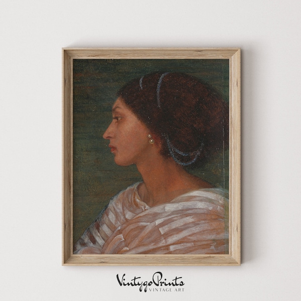 Black Woman Portrait | Victorian Female Oil Painting | Mid Century People Wall Art Print | PRINTABLE Digital Download | 512