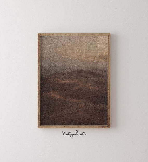 Vintage Desert Landscape Oil Painting: Earth Tone Wall Art (Digital Download) 050