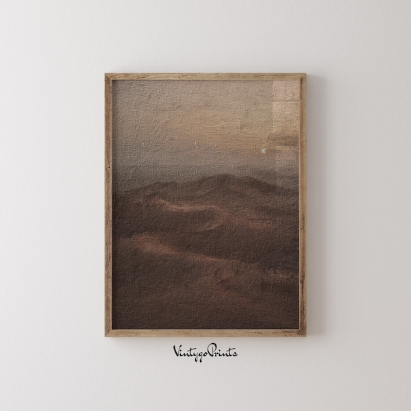 Vintage Wüstenlandschaft Ölgemälde: Erdfarbene Wandkunst (Digitaler Download) 050