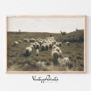 Vintage Sheep Oil Painting | Rustic Farmhouse Animals Wall Art | European Antique Table Top Decor | PRINTABLE Digital Download | 454