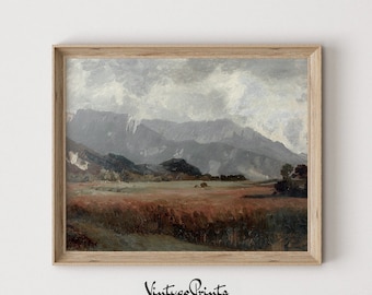 Vintage Mountain Landscape Painting: Rustic Forest Scenery (Printable Digital Download) 491