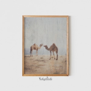 Friendship of Two Camels | Animals | Oil Painting | Vintage Wall Art | PRINTABLE Digital Download | 071