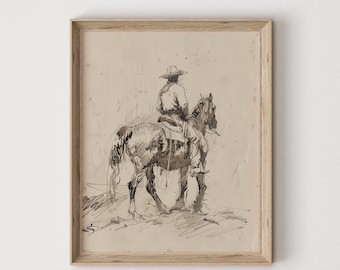 Vintage Cowboy Skizze Poster: Western Kinderzimmer Kunst (Digitaler Download) 549