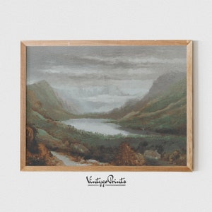 Green Mountain Landscape: Vintage Oil Painting Art Print (Digital Download) 203