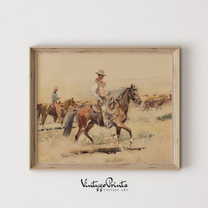 Cowboy Western Gemälde | Vintage Old West Thema Kinderzimmer Dekor | DRUCKBARE Digital Download | 523