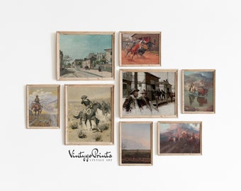 Olieverfschilderijset westerncowboy: vintage Southwest-decor (digitale download) S8-2