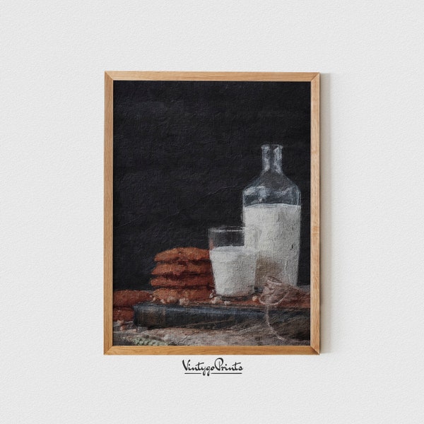 Vintage Kitchen Oil Painting | Neutral Breakfast Still Life Wall Art | Neutral Art Prints | PRINTABLE Digital Download | 059