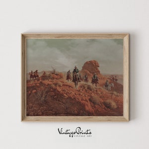 Western Cowboy Oil Painting: Antique Southwest Horse Riders Art (Printable Digital Download) 342