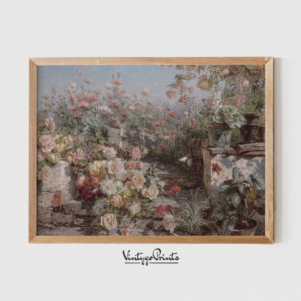 Vintage Flowers Print | Oil Painting | Old Century | Vintage Wall Art | Moody Nature | PRINTABLE Digital Download | 268