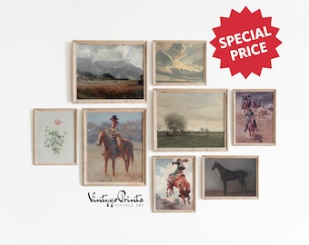 Vintage Southwest Cowboy Art Prints: Gallery Wall Set (Digital Download) S8-4