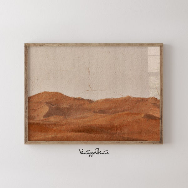 Vintage Desert Print | Earth Tone Decor | Vintage Wall Art | Landscape Oil Painting | PRINTABLE Digital Download | 033