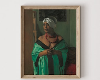 Impresión vintage de retrato de mujer negra / Pintura al óleo antigua (descarga digital) 511